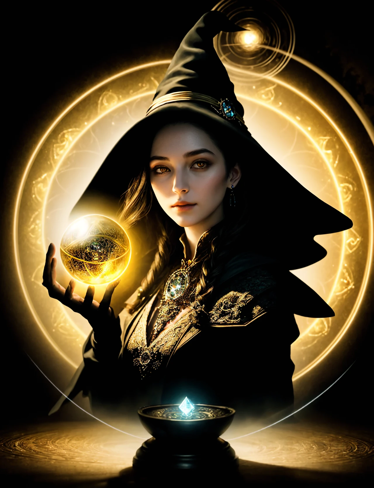 Witch making Magic, candles, magical, 8k, tarot cards,crystals,flowers