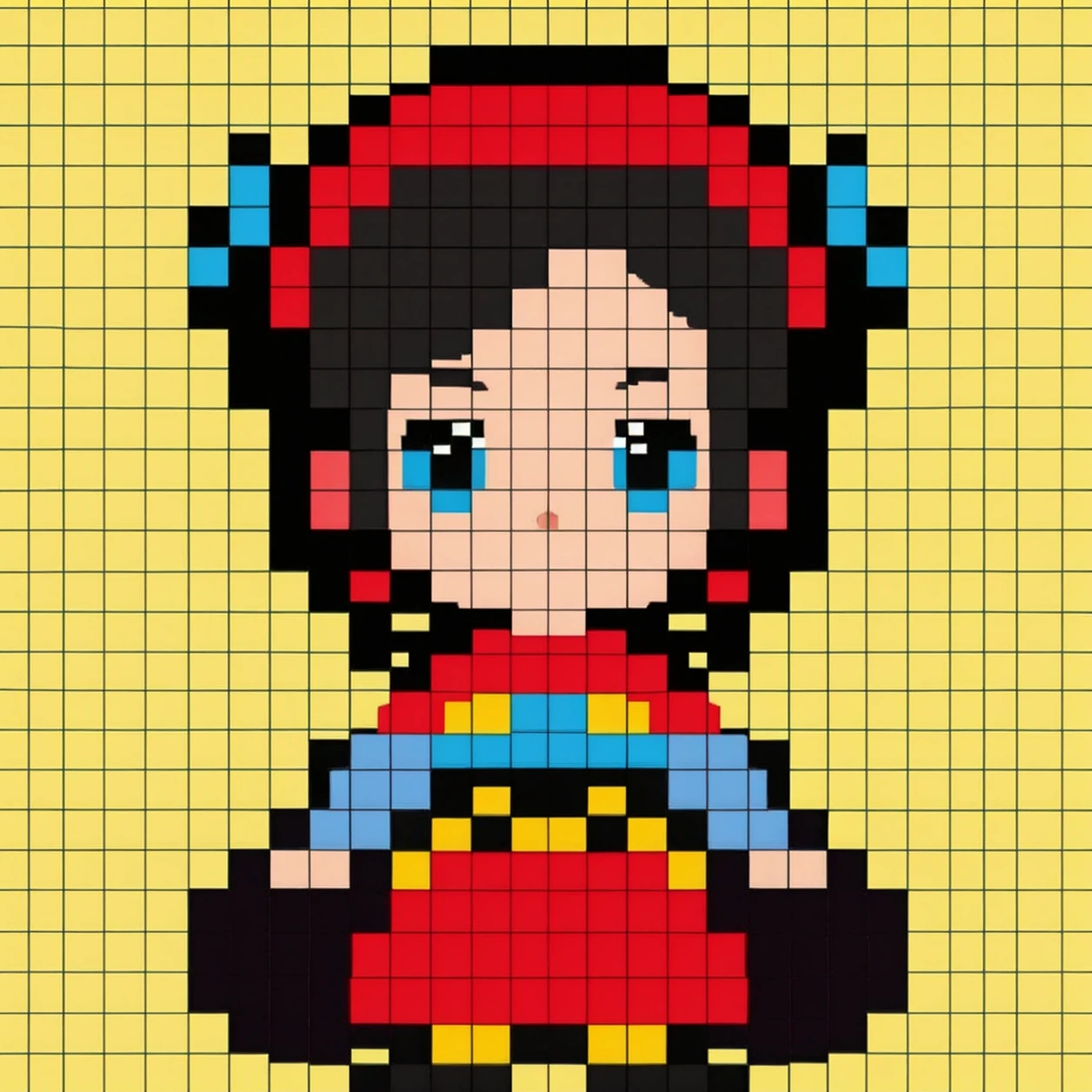 <lora:Pixel Style_1.0:0.8>,Pixel,masterpiece,best quality,grid,cute,1girl,