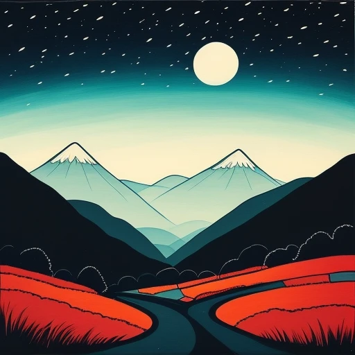 <lora:Tamotsu Murakami:0.8>
simple art, mountains, night