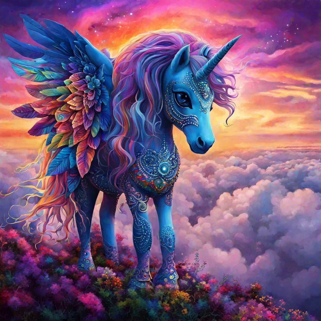 A trippy psychedelic depiction of a majestic MLPIRL <lora:MLPIRL_-_My_Little_Pony_In_Real_Life:1.0>