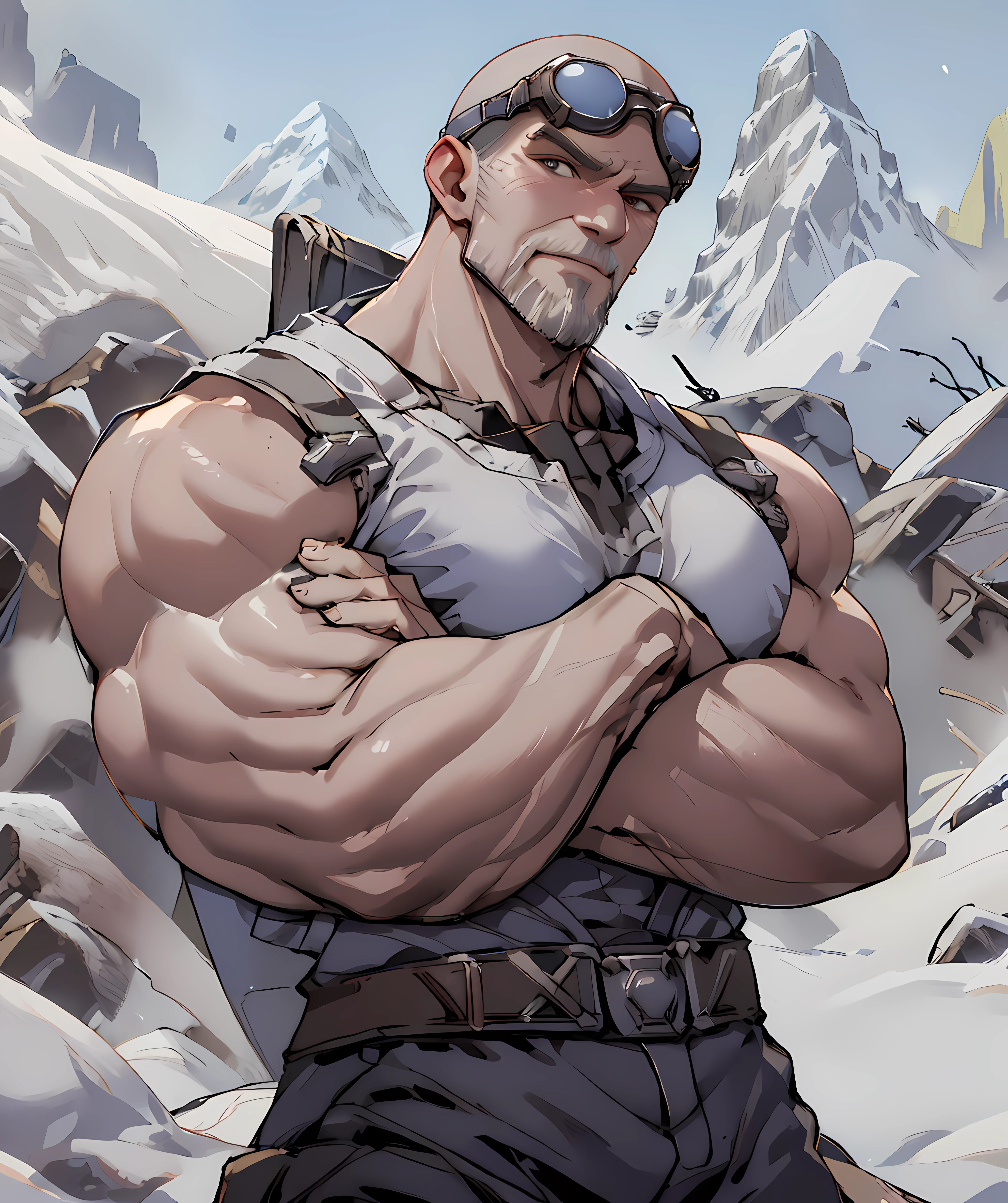 Solo, 1boy, perfect anatomy, perfect proportion, cyberpunk style, hood, neon lights, high-tech clothing, perfect center, sharp eyes, big eyes, peaceful, eyes, halo, (smile, happiness), calm, perfect fingers, big hand, fingers. Huge Muscular Old man with short hair, shoes, (cargo shorts), view from side, pectoral, thick arms, huge pectoral, wide pectoral, white hair, white beards, simple background, masterpiece, semirealistic:1.2, high detailed, 8k, high resolution, perfect center, full view. ((really big muscle, massive muscular, sixpack, thick arms, wide pectoral, super huge muscle, hyper muscular, over sized muscle, huge arms, big arms, huge pectoral))