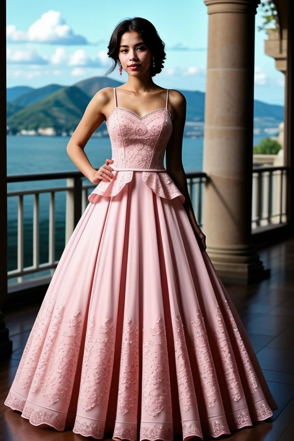 1girl, mature, beautiful, cute, hourglass body, masterpiece, scenic view
<lora:Pink_Gown_By-Stable_Yogi:1> crochet pattern, pink ballgown, pink roses pattern gown