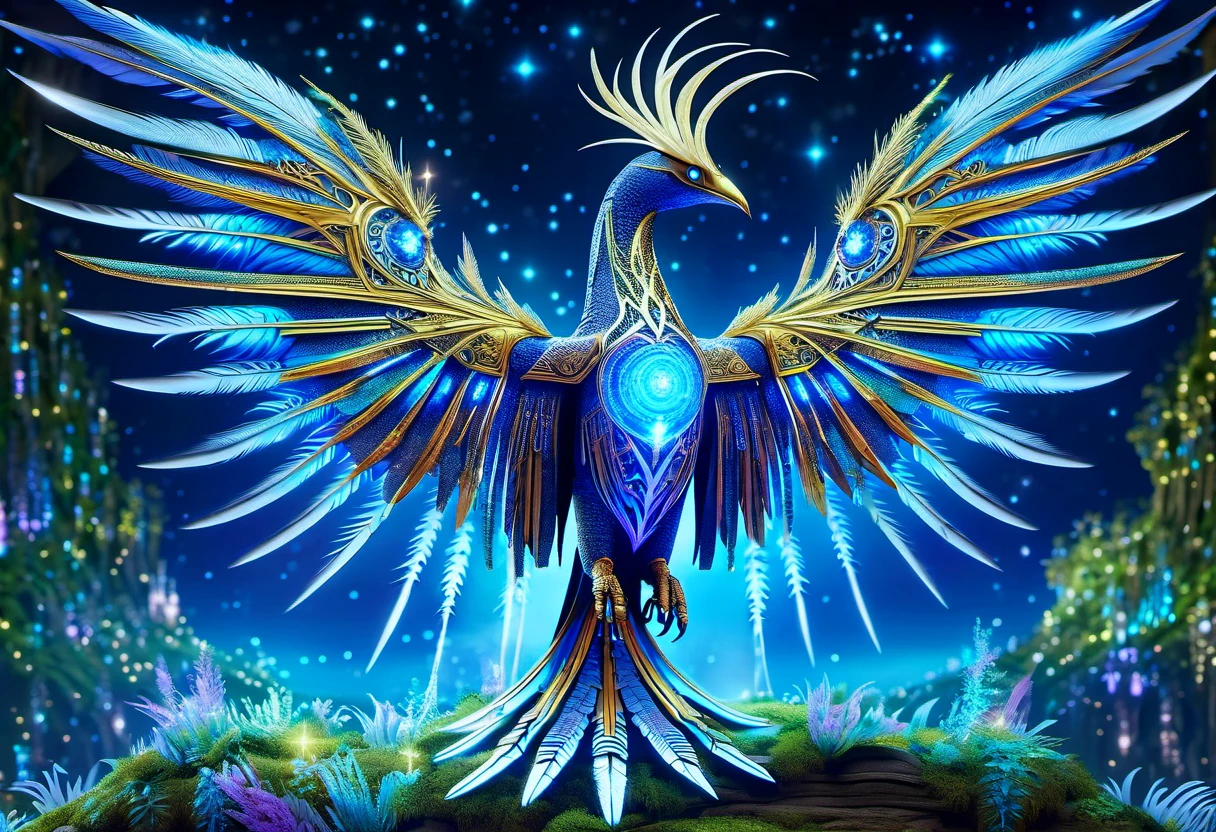 hyper detailed masterpiece, dynamic realistic digital art, awesome quality, DonMMy51ic4lXL a networked nocturnal void elemental Amphiptere, feathers skin, tail barb, celestial head, two feathered wings, spiked tails, <lora:DonMMy51ic4lXL-000006:0.8>