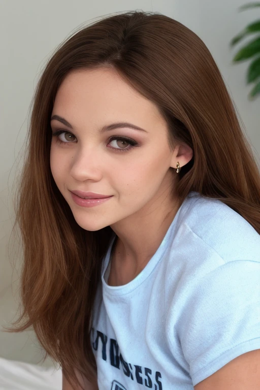 gauge_, a headshot photo of a woman wearing a jersey, 1girl, solo, brown hair, looking at viewer, earrings, makeup, smile  <lora:gauge_v2:1>, realistic, BREAK, [highly-detailed], [ultra-detailed], [hyperdetailed], BREAK, ultra-realistic, photorealistic BREAK