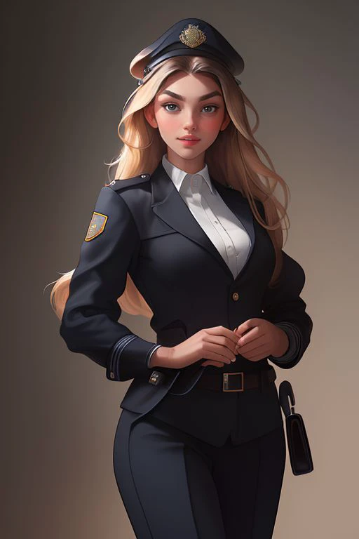 DEN_anneth_FJ,
posing by a (police car:1.2) (dressed:1.1) in a (police uniform:1.2), (police officer:1.3), police uniform, (police car:1.1), cuffs, (police:1.2), (uniform:1.3), police hat, hair tied back, tied back hair, trousers, top, jacket,
bokeh, f1.4, 40mm, photorealistic, raw, 8k, textured skin, skin pores, intricate details  <lora:epi_noiseoffset2:1>, epiCRealism <lora:ClothingAdjuster3:-1.1>