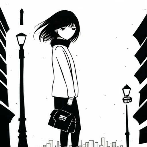 <lora:Tamotsu Murakami:0.8> simple art, girl, city