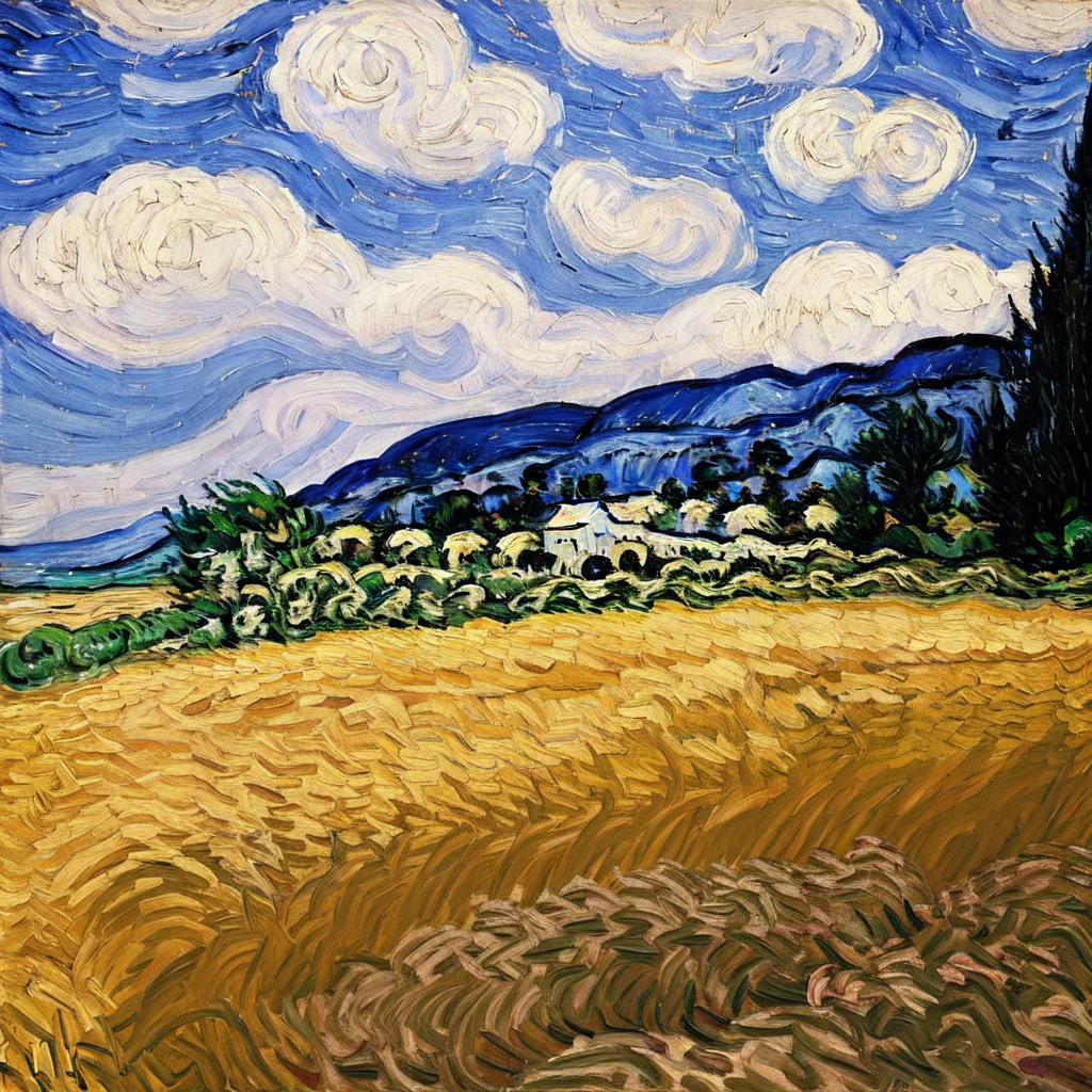 anchemixvangogh, outdoors, traditional media, sky, scenery, reflection, night, river, starry sky, shore,best quality,masterpiece,original,best quality,highly detailed,