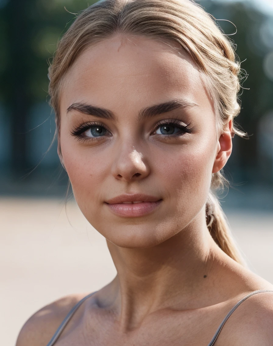 cinematic photo , best quality, masterpiece, , realistic, <lora:quiron_KiiraKorpi_v1_lora:0.97> KiiraKorpiQuiron,, skin pores, perfect iris, perfect eyes, serious, portrait, linkedin, grey background, . 35mm photograph, film, bokeh, professional, 4k, highly detailed