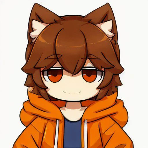 GDColon, brown hair, fumo, 2D, orange jacket,