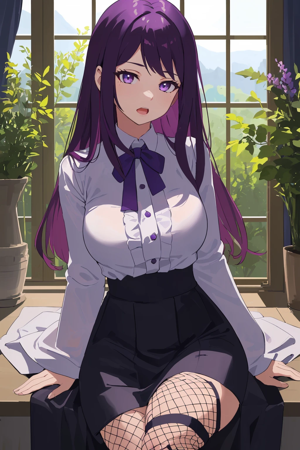 Beautuful Women,Royal sister,Big chest,White JK,Purple skirt,a purple eye