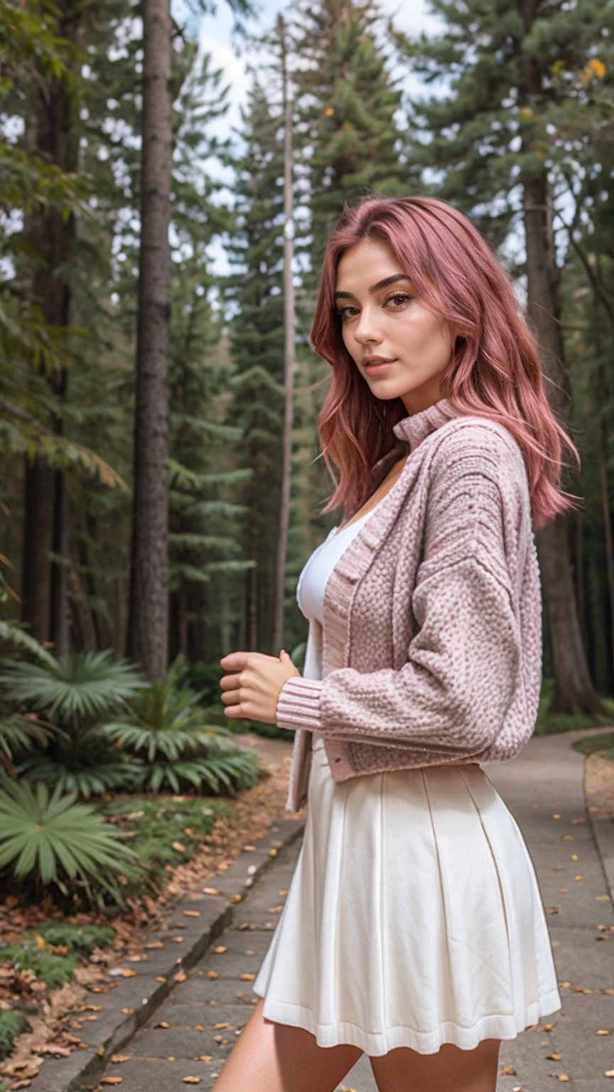 fit_aitana <lora:fit_aitana:1>, ,a woman wearing cardigan and A-line skirt, forest, (rim lighting:0.5)
