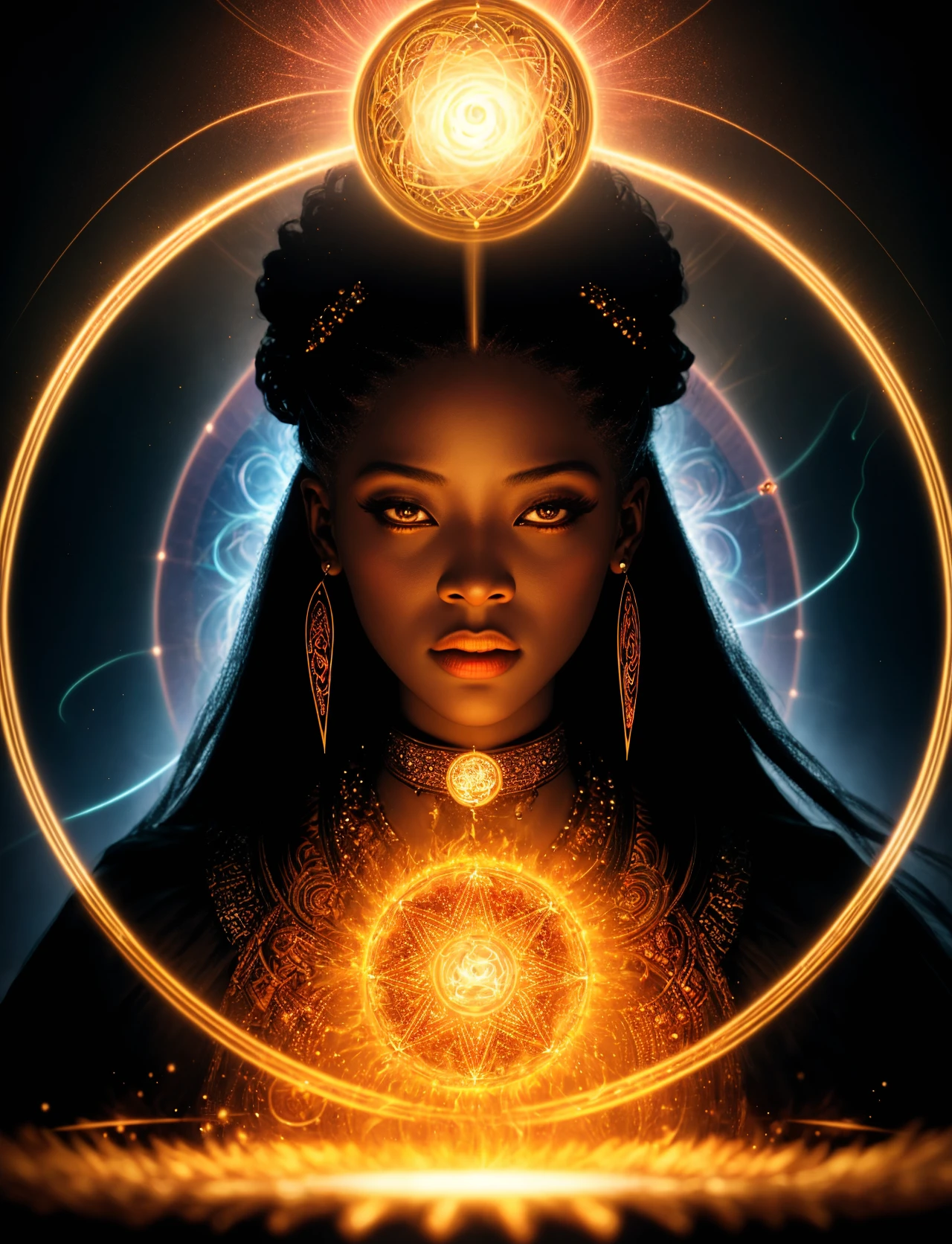 hyper detailed masterpiece, dynamic realistic digital art, awesome quality, person, female illusionist, telepathy Channeling voodoo shaped like Incantation of harmonious hydro kinetic and fortune-telling, DonMM4g1c <lora:DonMM4g1c-v1.2rb2:0.8>