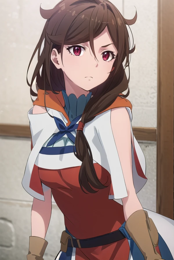 arpeggioellalena, <lora:arpeggio el lalena s2-lora-nochekaiser:1>,
arpeggio el lalena, long hair, brown hair, (red eyes:1.3), hair over shoulder,
BREAK gloves, pantyhose, brown gloves, red pantyhose, robe, dress, belt, fingerless gloves, capelet,
BREAK indoors, library,
BREAK looking at viewer, (cowboy shot:1.5),
BREAK <lyco:GoodHands-beta2:1>, (masterpiece:1.2), best quality, high resolution, unity 8k wallpaper, (illustration:0.8), (beautiful detailed eyes:1.6), extremely detailed face, perfect lighting, extremely detailed CG, (perfect hands, perfect anatomy),