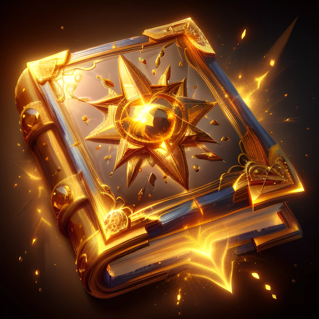 <lora:MidasMagic-22:0.9>, midasmagic, golden aura , glint ,  midas touch ,
gold grimoire, A golden book of spells in golden cover, studded with a glowing glyph , gameicon,, masterpiece,best quality, masterpiece, HD Transparent background, (simple background:1.2), dark background, <lora:add_detail:0.5> <lora:FantasyIcons_Books:0.7>,