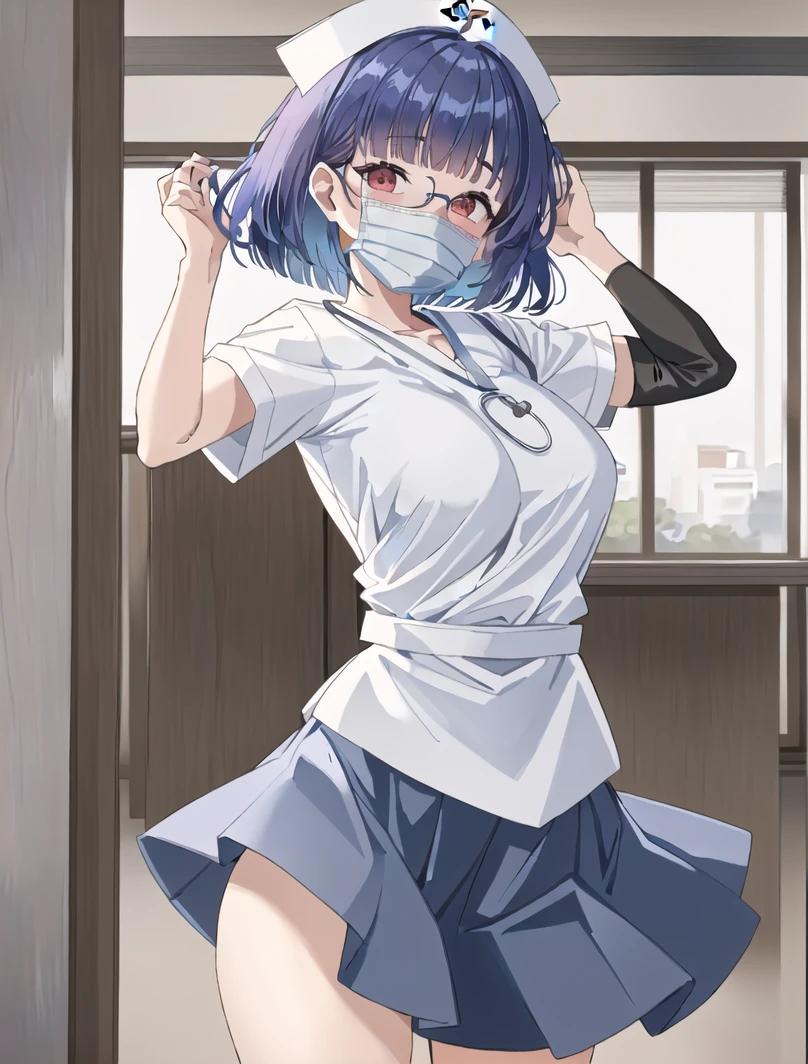 Angry face、White dressing showing panties,Pleated skirt、Sailor suit,Glasses、(To pee:1.5)