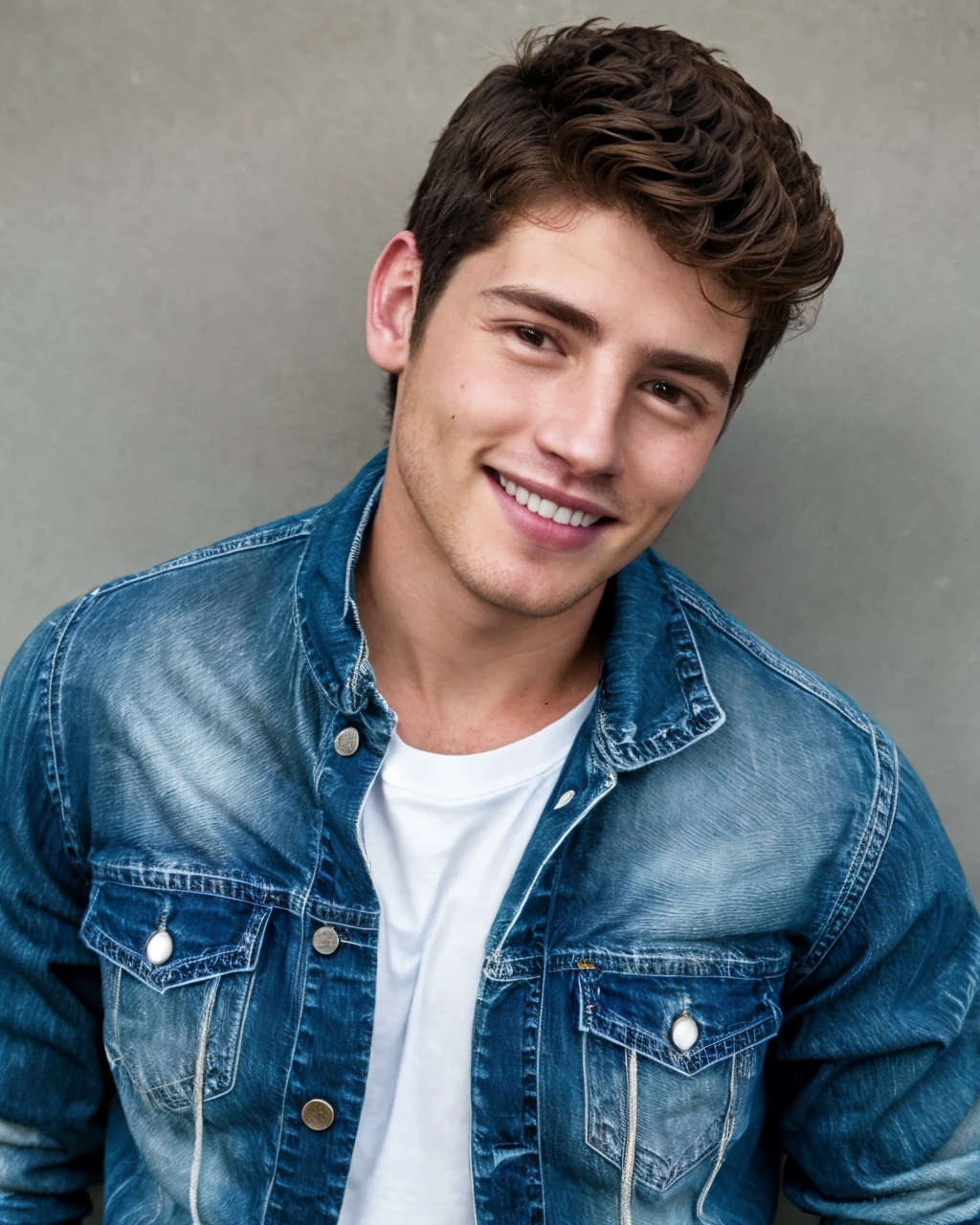 masterpiece, 8k hd raw upper body photo of greggs <lora:greggs-v1:0.8>, look at camera, (subtle smile:0.1), stubble, denim jacket, dynamic pose, best quality, highly detailed, ultra-detailed