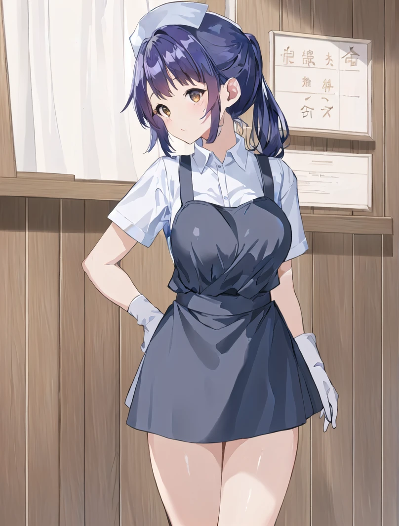 ((masterpiece, best quality, high quality)),1girl, (lower body, hospital), <lora:Latex_nurse_3dg:0.6> (latex_nurse_v2, nurse, nurse cap, apron, gloves,shiny clothes), <lora:Akiko Satou:0.7> (akiko satou, 3dcg 01, 1girl, solo, twintails, brown eyes, medium breasts, medium hair, mole under eye, dark blue hair, double side ponytail)