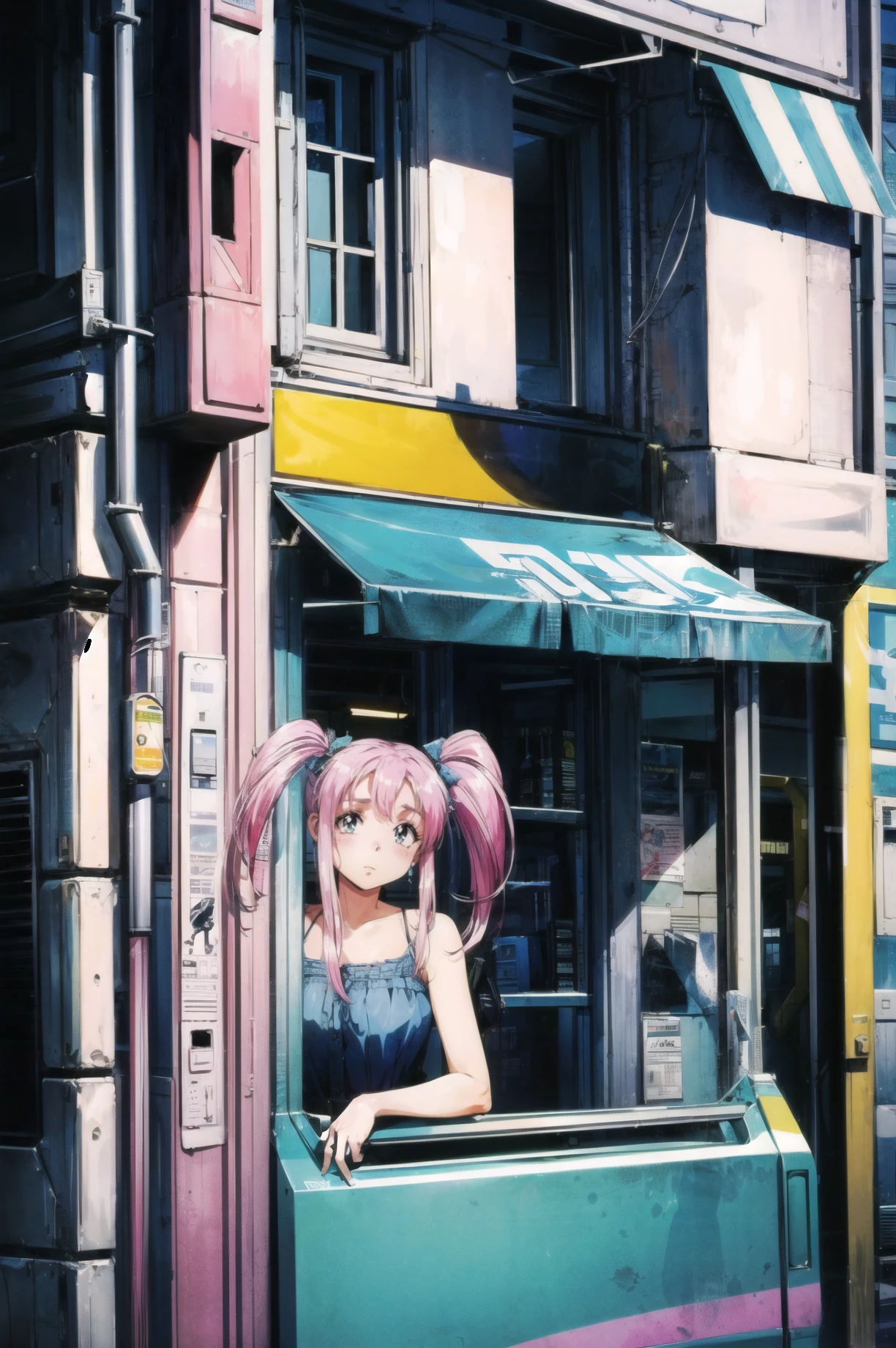 masterpiece, best quality, 1girl, looking at viewer, ultra detailed, <lora:add_detail:0.5>, urban graffiti, vibrant street art, creative expression, colorful, <lora:lirika_FW:0.9> ,long hair, twintails, pink hair