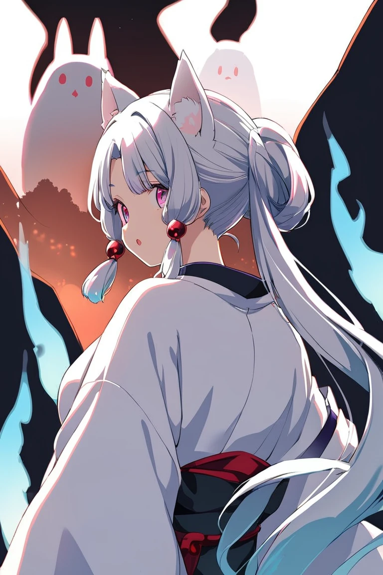 1girl, japanese clothes, spirit, hitodama, :o, night, upper body, from behind , itakolora, <lora:itakolora_charaLoRA_XL_AMG:0.7:lbw=1,0,1,0,1,1,1,0.5,1,0,0,0>