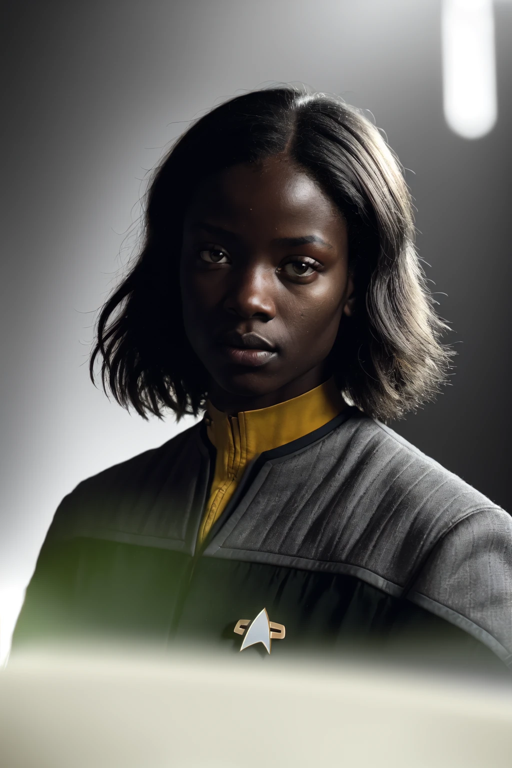 PA7_Photo,  PA7_Human-Likeness, dark skin, slender,elegant room, young lady in (ds9st black and grey uniform with yellow collar:1.3) uniform
<lora:Ds9Divi:0.8>
PA7_Portrait-MCU