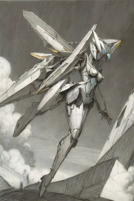 (pencil drawing art:1.5), 2d artwork, line art, cenptual art, a flying mecha-cyber woman, cybernetics,  <lora:Llebbeuswoods
:1.5>, (seductive pose), aviation