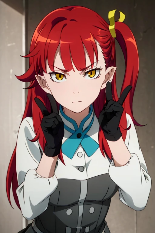 (masterpiece), high quality,beautiful face,official art,ultra detailed eyes,(detailed background:1.3), 1girl, solo,
<lora:bemlla_e12:0.8> bemlla, school uniform, long sleeves,black gloves,side ponytail, 
bust shot,alley,night,angry,(hands)<double v,looking at viewer, portrait,(sharp teeth),tongue,face shot,shaded face,facing viewer, pov,slit pupils,glowing eyes,, masterpiece, extremely detailed,anime, perfect lighting,1girl, solo,