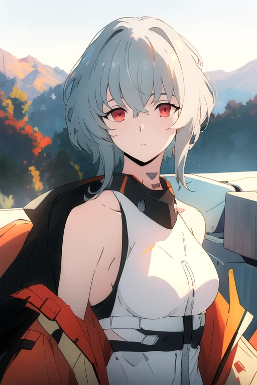 (best quality:1.1), (masterpiece:1.4), movie still, , , , anime coloring, (semi-realistic:1.4), 1girl, solo, <lora:noir_synduality_noir:0.92>, noir_synduality_noir, grey hair, red eyes, , , , carnival costume, The Valley of the Lost, 2k resolution