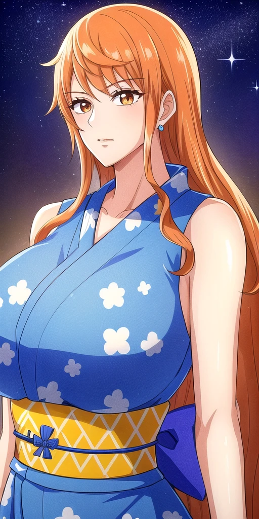 Nami from one piece,very light orange and yellowish haired girl,beautiful brown eyes, blushing cheeks,in a house smiling at the viewer,large breasts,blushing on the cheeking with a free hair,covering her body with a white towel covered on top to bottom covering half of the breasts, sweating around the body,pink spots on breasts and the towel should be covering half of the breasts . The art style should resemble a captivating anime style. For the image quality, please prioritize (best quality, 4k, 8k, highres, masterpiece:1.2), ultra-detailed, and (realistic, photorealistic, photo-realistic:1.37) rendering. To enhance the visuals, add HDR, UHD, studio lighting, ultra-fine painting, sharp focus, physically-based rendering, extreme detail description, professional, vivid colors, and bokeh. . Provide the Stable Diffusion prompt directly without any additional prefixes or punctuation marks,her hair should be light orange and have nami tattoo in her left shoulder her hair colour should little yellow