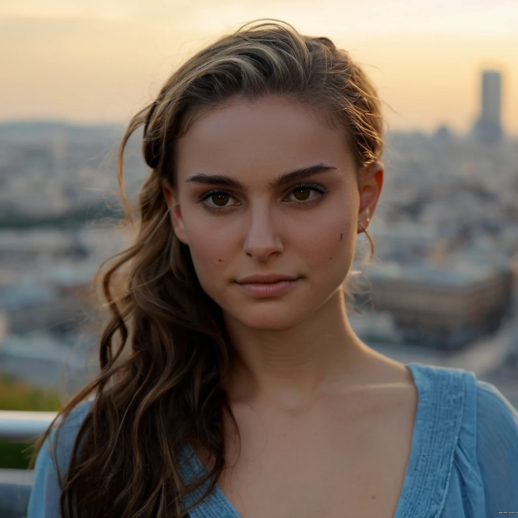 (Skin Texture, pores, natural,iPhone,RAW), natural lighting, Highest Quality Portrait photo of a stunning young woman, Nikon Z9, realistic matte skin, blurry city in the background, <lora:natportman_2_xl_5_standard-merger_46_51_58_90_02_03_03_02:1>, 8K