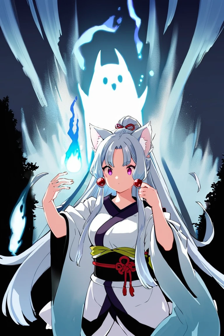 1girl, japanese clothes, spirit, hitodama, indifferent, night, upper body, wide shot , itakolora, <lora:itakolora_charaLoRA_XL_AMG:0.7>