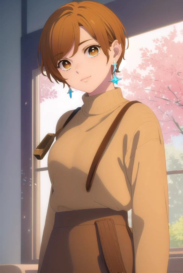 rinfujishiro, <lora:rin fujishiro-alpha-lora-nochekaiser:1>,
rin fujishiro, short hair, bangs, brown hair, (brown eyes:1.5), smile,
BREAK shirt, long sleeves, jewelry, earrings, sweater,
BREAK indoors,
BREAK looking at viewer, (cowboy shot:1.5),
BREAK <lyco:GoodHands-beta2:1>, (masterpiece:1.2), best quality, high resolution, unity 8k wallpaper, (illustration:0.8), (beautiful detailed eyes:1.6), extremely detailed face, perfect lighting, extremely detailed CG, (perfect hands, perfect anatomy),