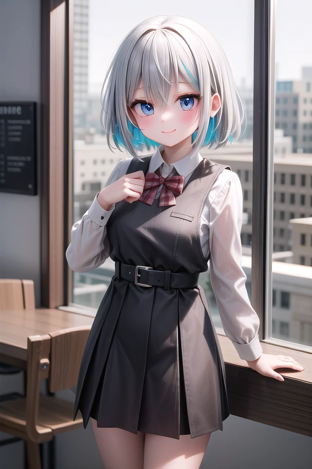 insanely detailed, absurdres, ultra-highres, ultra-detailed, best quality,
1girl, solo, nice hands, perfect hands
BREAK
wearing school uniform, (cleavage:-1.5)
BREAK
happy smile, laugh, closed mouth
BREAK
45 angle,
standing, cowboy shot, looking at viewer
BREAK
slender, kawaii, perfect symmetrical face, ultra cute girl, ultra cute face, ultra detailed eyes, ultra detailed hair, ultra cute, ultra beautiful
BREAK
in coffee shop, depth of field, ultra detailed background
BREAK
medium large breasts
BREAK
rainbow color hair, multiple color hair, rainbow color eyes, fishtail, hair between eyes