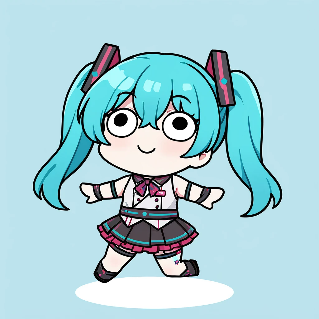 <lora:xl_dacongming:1>,1girl,chibi,full body,smile,black eyes,hatsune miku,, masterpiece, best quality,