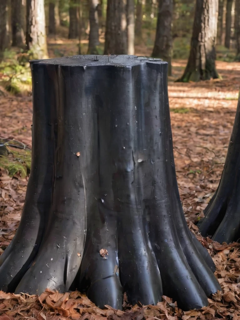 wrnoultx, a three stump made out of rubber in a latex forest, deep shadows, <lora:- SDXL - wrnoultx_rubber_coating_V1.0:.8>