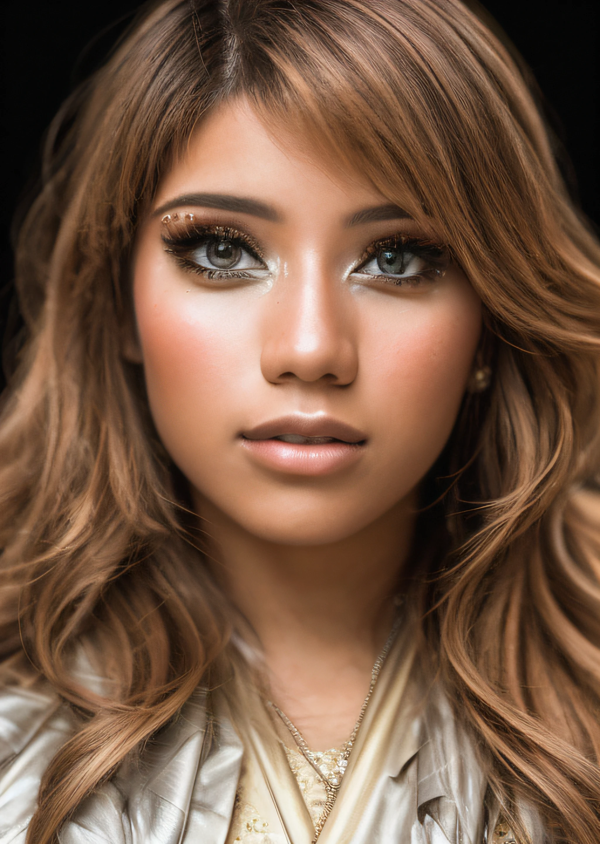 <lora:Kirstin_Maldonado:1>
photo of beautiful (Kirstin_Maldonado), ((ultra detailed, masterpiece, best quality)), best quality, ultra high res, ultra detailed face and eyes, (photorealistic:1.4), 1girl, brown eyes, brown hair,
(star Wars), ,l in space, stars hotography by Jocelyn Hobbie and Charles Dwyer RAW photograph explosion ,(abstract textured background:1.2), ,(skin texture),masterpiece, top quality, best quality, official art,highest detailed,,atmospheric lighting, cinematic composition,complex multiple subjects, 4k HDRvaporwave style , , cyberpunk, vibrant, neon colors, , highly detailed, Leica Q2 with Summilux 35mm f/1.2 ASPH, ,clear face, Ultra High Resolution, wallpaper, 8K,Rich texture details, hyper detailed, detailed eyes, detailed background, dramatic angle, epic composition, SimplepositiveXLv1 (masterpiece, high quality, ), (close-up portrait:1.0), , model photoshoot, , a stylish girl, (extremely detailed skin), (flawless skin), (model pose), (natural light), (high quality photography), (intricate details), (8k), (HDR), (sharp focus), (Perfect Face), f2, 35mm, film grain
