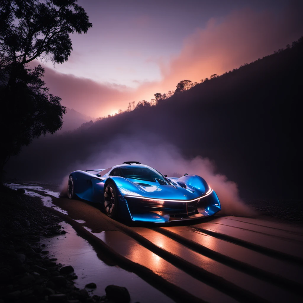 Alpenglow1024, a car drifting in mud, jungle, mud projections <lora:Alpenglow1024-000460:0.8>