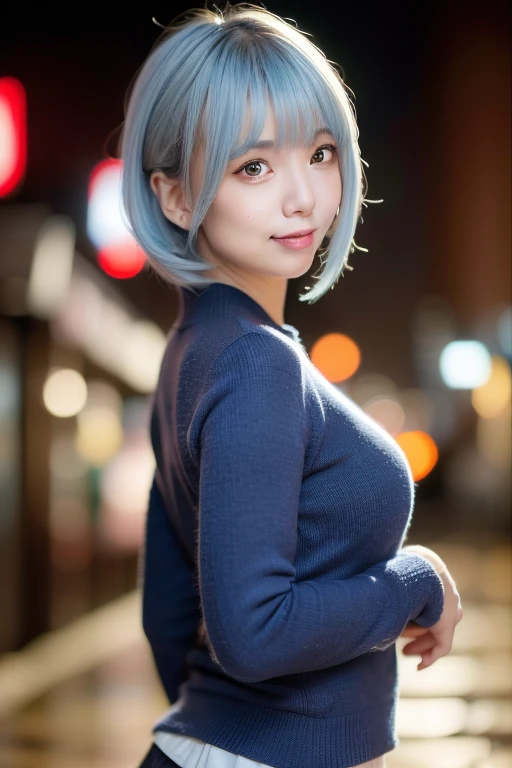1girl,(RAW photo, best quality), (realistic, photo-realistic:1.4), masterpiece, an extremely delicate and beautiful, extremely detailed, 2k wallpaper, Amazing, finely detail, extremely detailed CG unity 8k wallpaper, ultra-detailed, highres, soft light, beautiful detailed girl, extremely detailed eyes and face, beautiful detailed nose, beautiful detailed eyes,cinematic lighting,perfect anatomy,slender body,smiling ,(bokeh:1.3)
in front of izakaya,narrow street like nakano,lights reflected on wet floor,after rain,night time,shop sign lights,winter night
(wearing cashmere jacket),(blue hair)
<lora:hattie_lora:0.8>