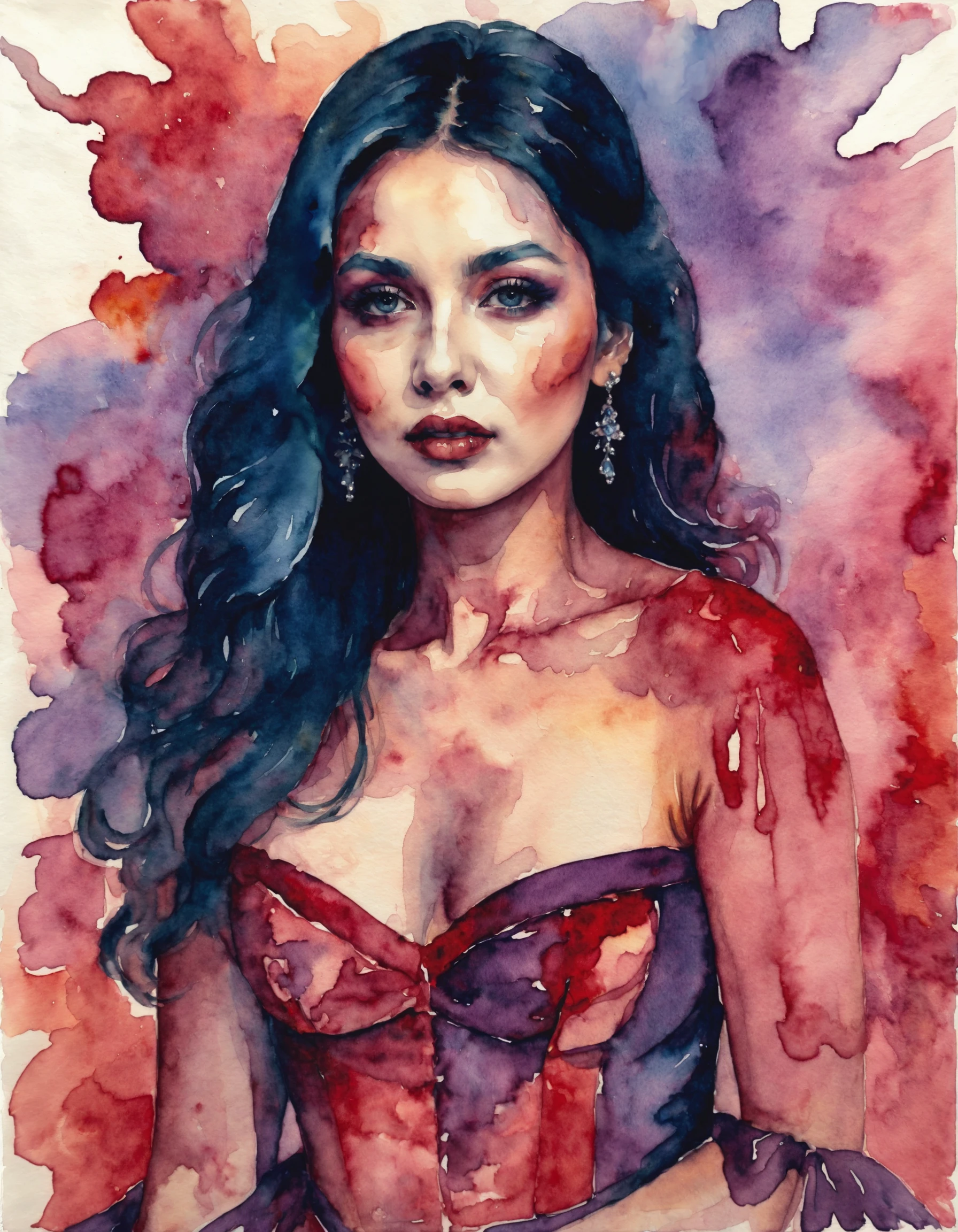 glam fantasy, Watercolor dream, Hues bleed into each other, Reality blurs