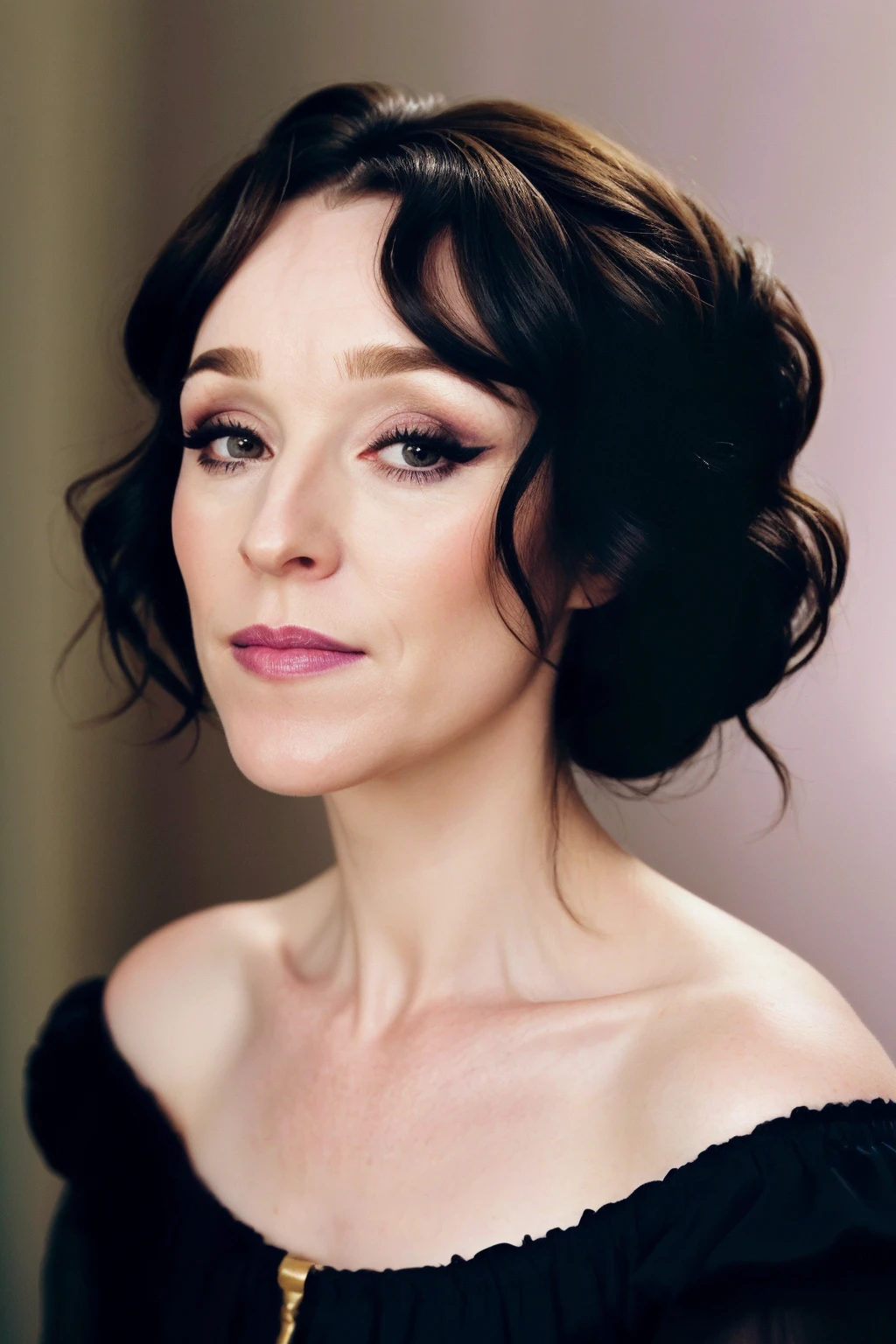 ruthconnell, face, portrait, makeup, black hair,
highly detailed, realistic,
<lora:RuthConnellSD_v1:0.8>
