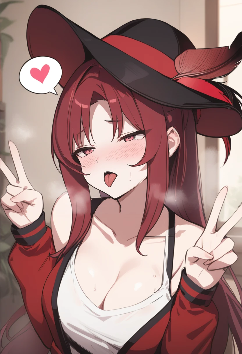 Tall beautiful woman with red hair and yellow eyes、Extremely realistic and detailed suit costume、👅