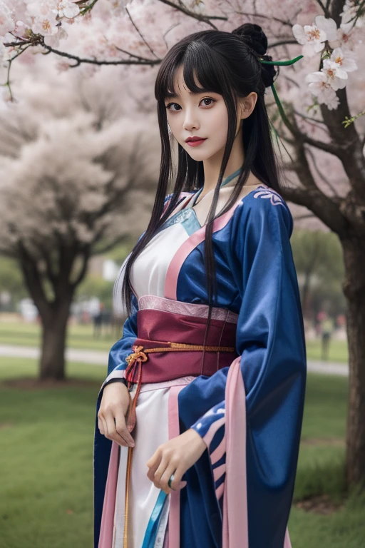 ltra-detailed,highly detailed,best quality,masterpiece,illustration,realistic,photorealistic, liumengli, 1girl, solo, cosplay, hanfu, chinese clothes, blue dress, looking at viewer, upper body, <lora:liumengli_v1_06:0.7>