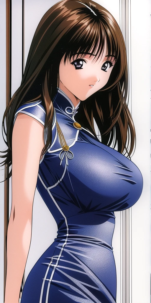 master, chief yoshizuki_iori, huge_breasts, standing, solo, <lora:yoshizuki_ioriV5:1> china_dress, masterpiece, best quality, detailed face, detailed eyes, highres,