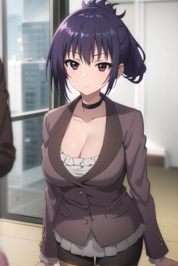 satorimagiru, <lora:satori magiru s2-lora-nochekaiser:1>,
satori magiru, black hair, (brown eyes:1.5), folded ponytail,
BREAK thighhighs, cleavage, choker, zettai ryouiki, garter straps, pencil skirt, jacket, frills, long sleeves, black jacket, collarbone,
BREAK indoors, classroom,
BREAK looking at viewer, (cowboy shot:1.5),
BREAK <lyco:GoodHands-beta2:1>, (masterpiece:1.2), best quality, high resolution, unity 8k wallpaper, (illustration:0.8), (beautiful detailed eyes:1.6), extremely detailed face, perfect lighting, extremely detailed CG, (perfect hands, perfect anatomy),