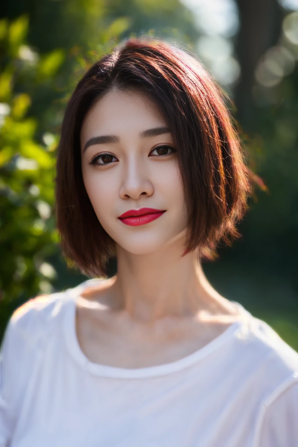 <lora:lixiaoran_v01:0.8>,
(8k, RAW photo, best quality, masterpiece:1.2), (realistic, photo-realistic:1.37), omertosa,1girl, blurry background,lake, rain,wet,professional lighting, photon mapping, radiosity, physically-based rendering, backlight bokeh, blurry background,smile, mature,((black choker)), red lips, student ,((lights shinning on the face))
head portrait
,
sunlight, ((outdoors)) ,((light shinning on the hair))
t-shirt,navel-baring shirt,hoodie,
((bob haircut)), ((floating hair)), blonde,straight hair, glowing hair,
135mm lens,,big breast,red lips