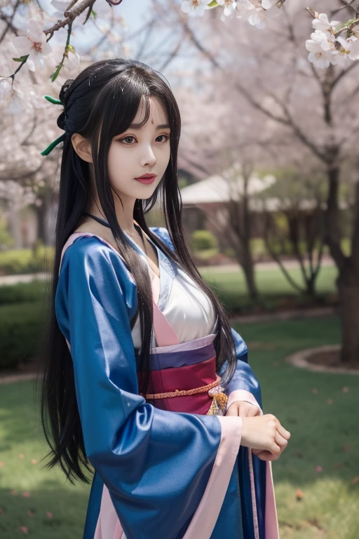 face and thigh),
1girl, (picture of a person wearing a modern hanfu),
"with a fusion of traditional Chinese elements and contemporary fashion", (Hanfu costume),
(Hanfu dress),
in pastel colors,
made of silk and lace, large breasts, mole, blurry background