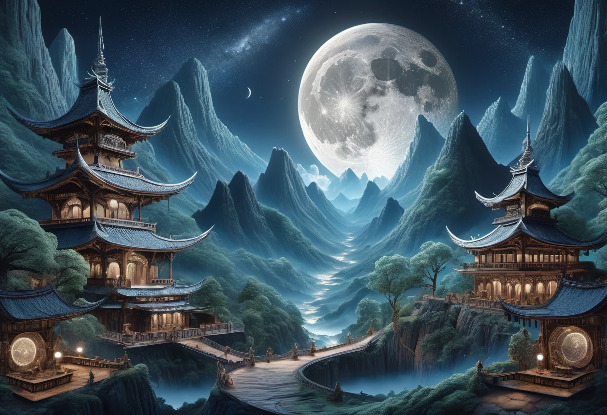 hyper detailed masterpiece, DonM3t3rn1tyXL, village mountain range,crescent moon phase,eel <lora:DonM3t3rn1tyXL-v1.1-000008:0.8>