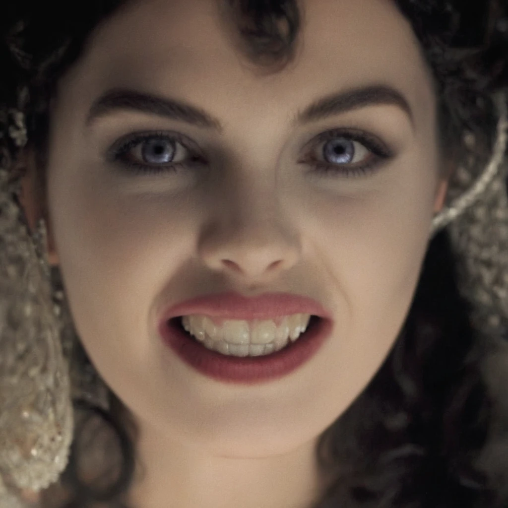 cinematic film still of <lora:brides of dracula style:1>
closeup, 15th-century 1897 a vampire woman with a big smile on her face staring at camera with vampire teeth Kodak Eastman EXR 50D 5245, EXR 500T 5296 Cinematic Film in a scene from the brides of dracula style, shallow depth of field, vignette, highly detailed, high budget, bokeh, cinemascope, moody, epic, gorgeous, film grain, grainy
