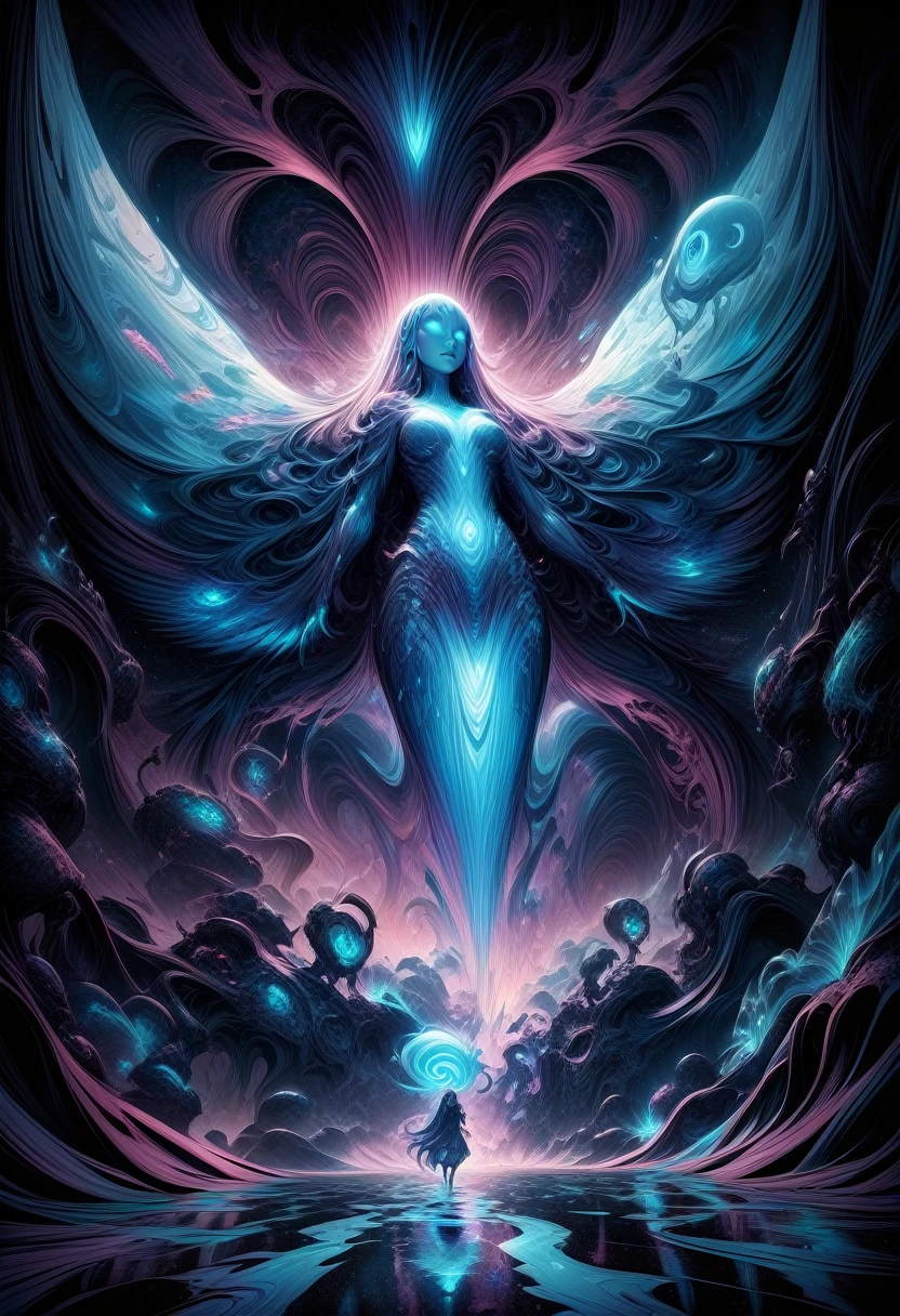 toned, <lora:TCVXL:1>, cinematic, interdimensional (female:0.5) creature, biomechanical ghost, mesmerizing visual puzzle, hyper-detailed, artistic style, neural network, bioluminescent,