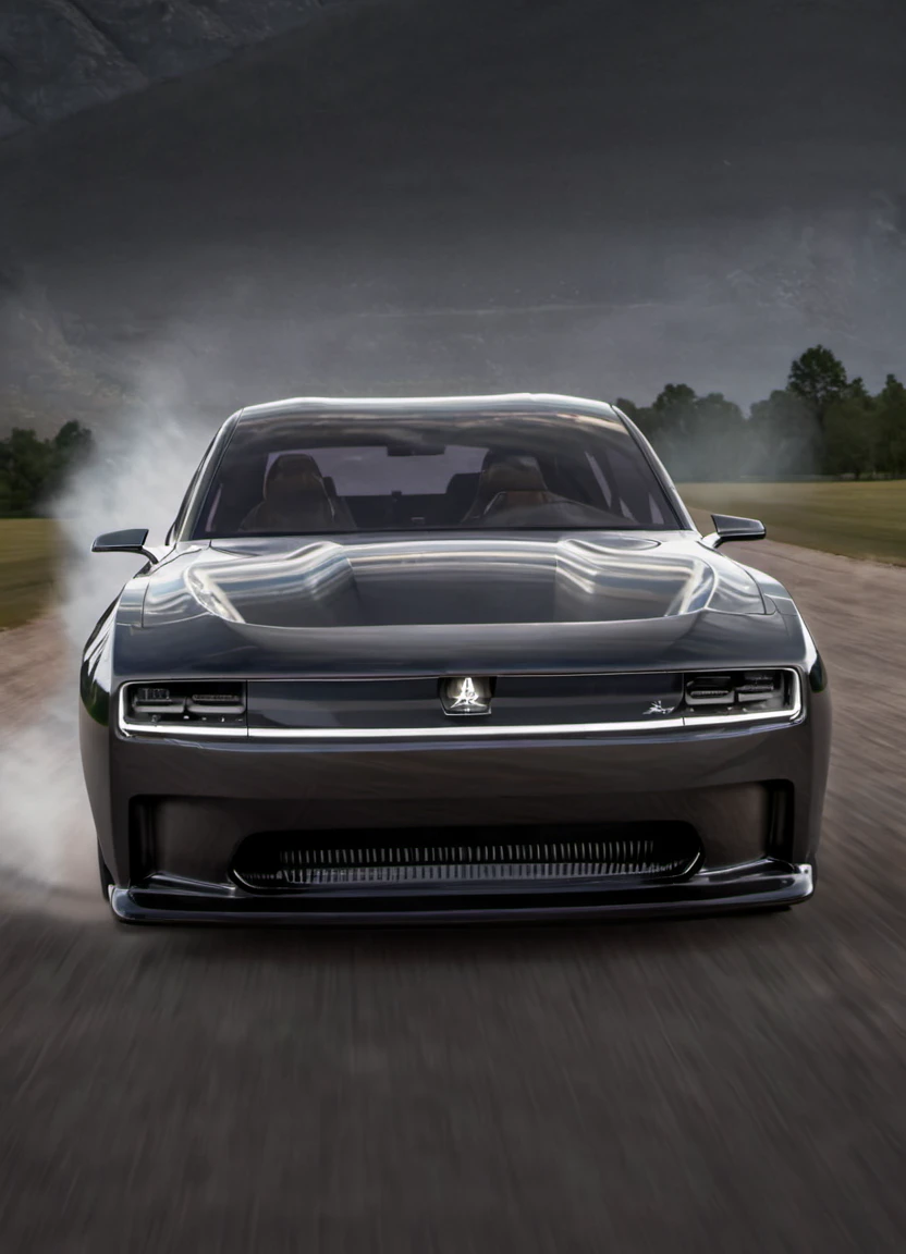 <lora:ChargerConceptSDXL_v1:1> black chargerconcept,  from front, highlights, tire smoke, dramatic,
realistic, cinematic, highly detailed,
