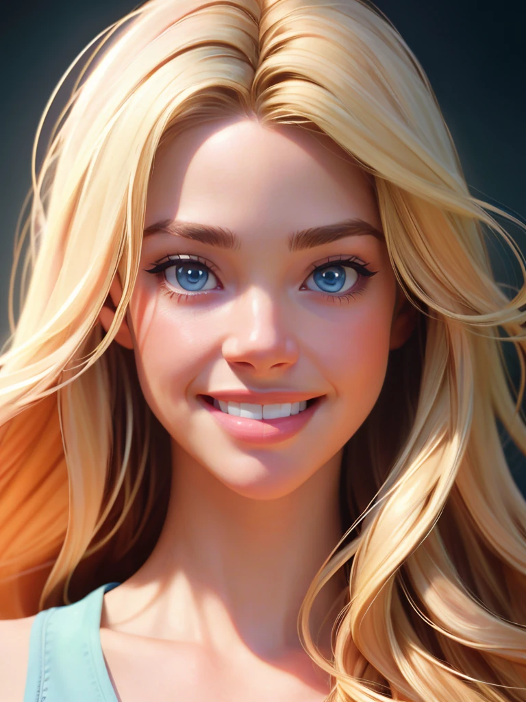 Realistic photo of a beautiful d3n1s3r woman, 1girl,solo,long hair,looking at viewer,smile,blue eyes,blonde hair,teeth,grin,lips,portrait,realistic,nose, soft lighting, professional Photography, Photorealistic, detailed, RAW, analog, sharp focus, 8k, HD, high quality, masterpiece<lora:d3n1s3r:1.0>